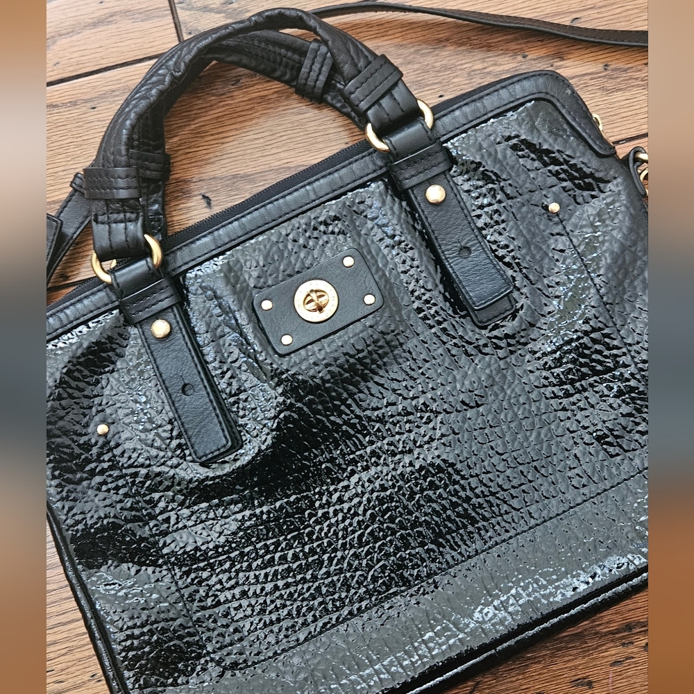Marc Jacobs Black Patent Leather Computer Bag Messenter Bag